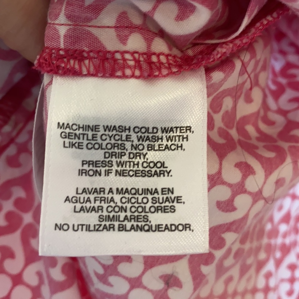 Pink And White Patterned Button Down Tunic Shirt - image 8